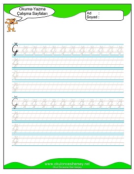 Sesler Okuma Yazma Çalışma Sayfaları